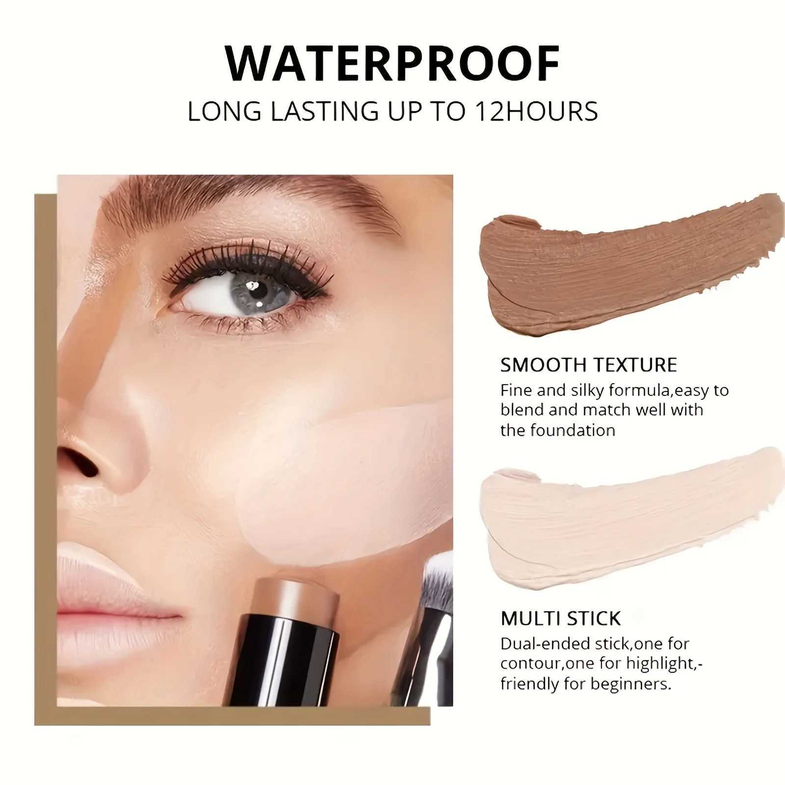 2-color double end eye concealer stick color corrector contour highlighter facial shadow and brownze makeup stickW250217
