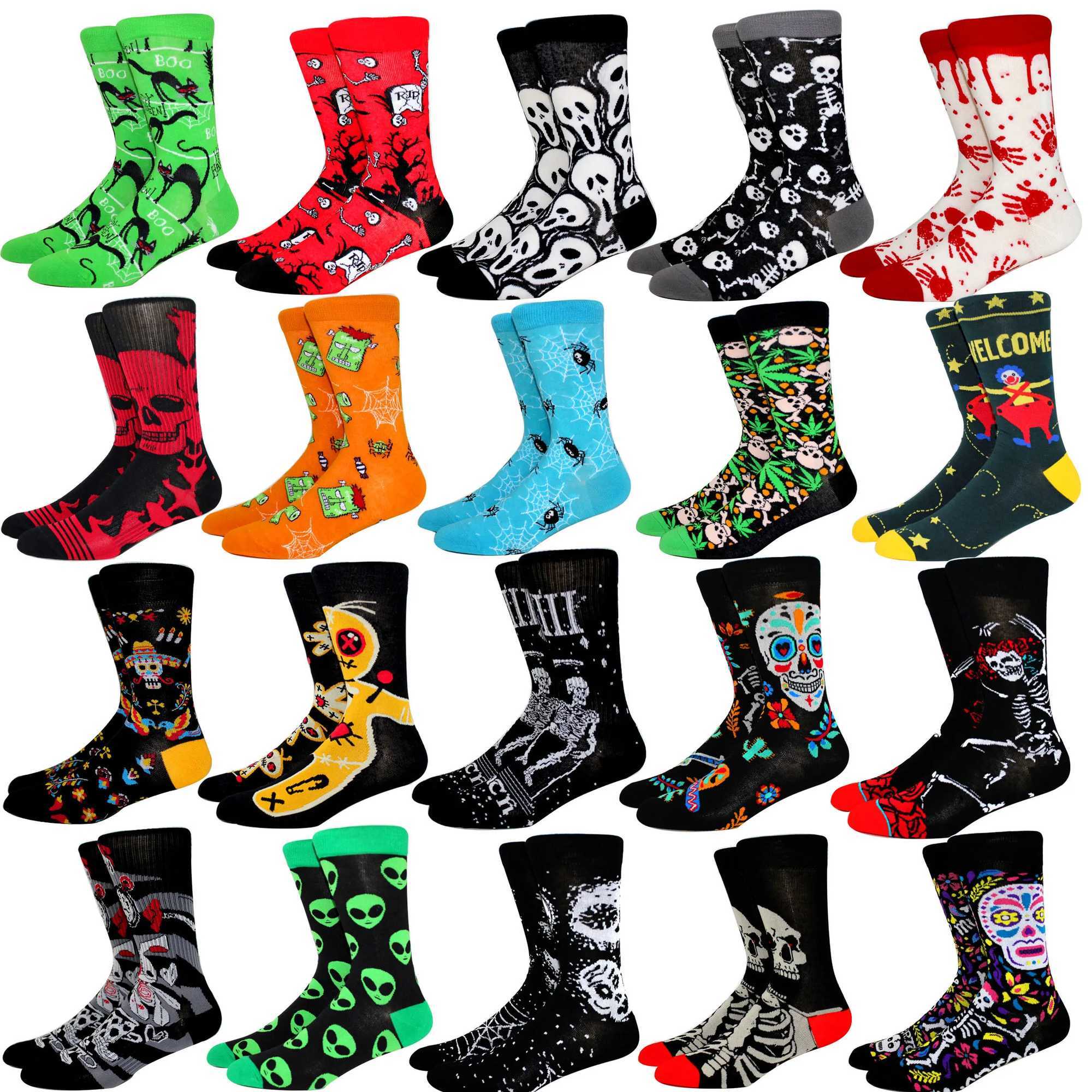 New Hot Selling Halloween Womens Harajuku Socks Fun Skeleton Alien Mens Socks Pumpkin Socks Monster Socks Bat Crew Socks Anime Socks W250217