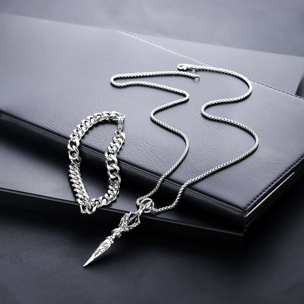 Titanium Steel Hip Hop Bounce Di Necklace Trendy Men and Women Versatile Nightclub Pendant Personalized Internet Celebrity Clothing Accessories Combin