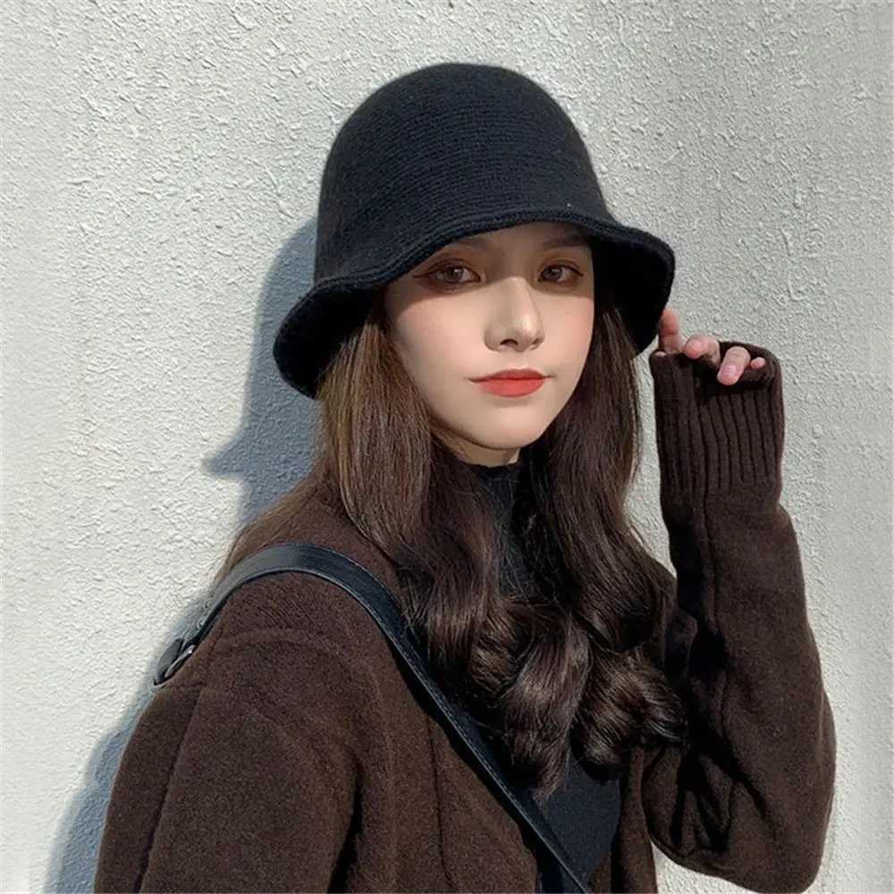 Warm Wool Bucket Hat Portable Foldable Casual Sun Cap Outdoor Sunscreen Winter Panama Hat Women W250217