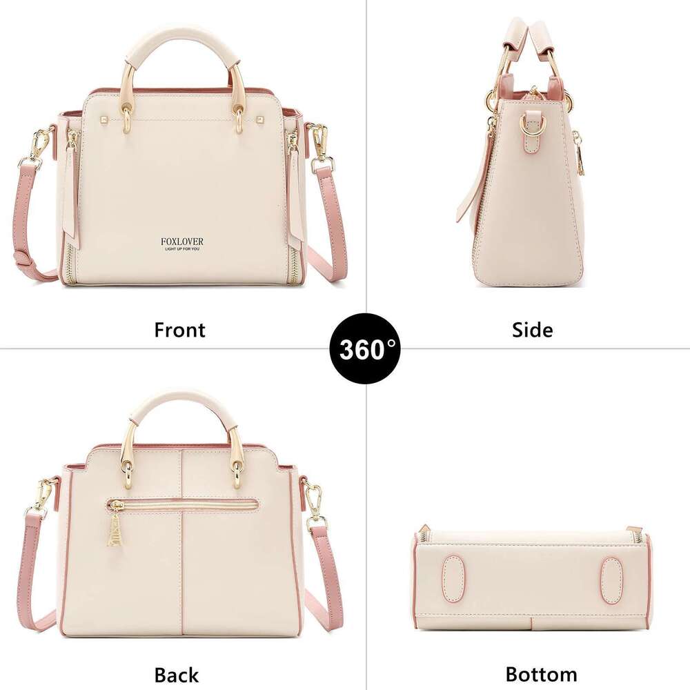 FOXLOVER Women Leather Shouder Handbag Casual Tote Lady Fashion Designer Bag Valentine's Day Gift For Wife, Lover