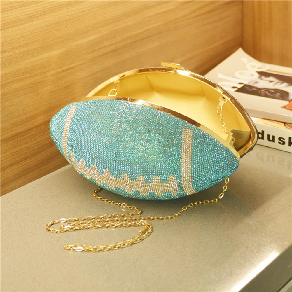 Fashion Football Shape Evening Bags Purses Clutch Women Handbag Diamond Bag Bling Crossbody 250213