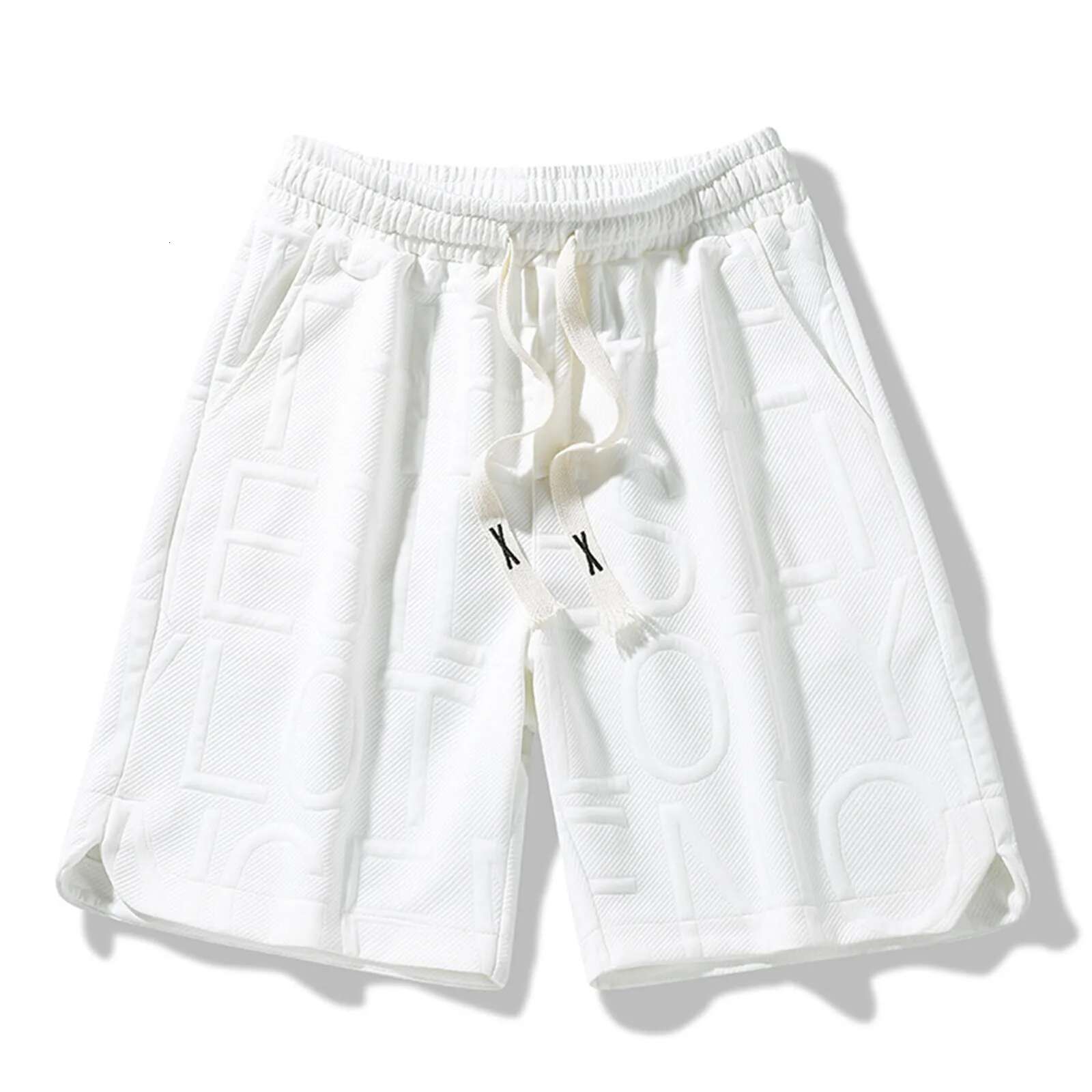 Summer New Men's Loose Drawstring Hip-hop Street Korean Men's Designer Shorts Solid Color Knitted Plus Size Loose Casual Sports Shorts Pants