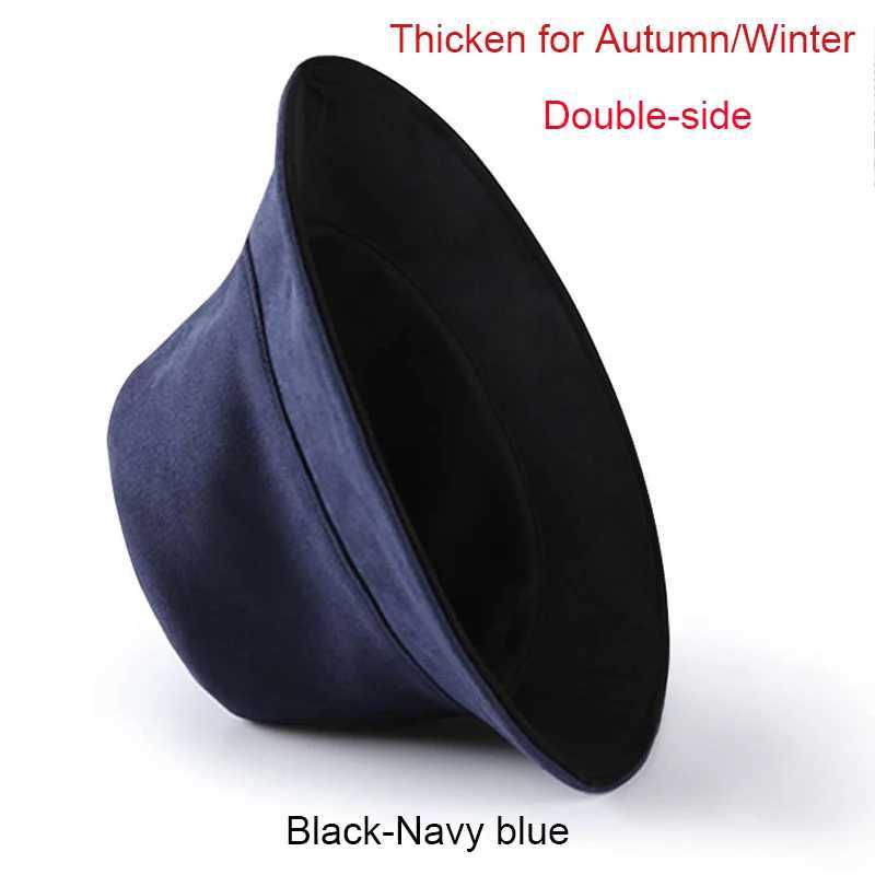 Super large size new winter warm Panama hat mens outdoor thick velvet bucket hat mens fashionable hip-hop fisherman hat width Brim W250217