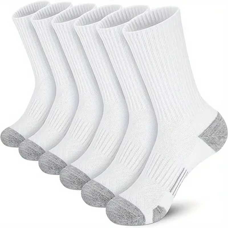 5 Pairs Mens Athletic Socks Sport Running Calf Socks Performance Cushioned Breathable Outdoor Crew Socks for Men Women W250217
