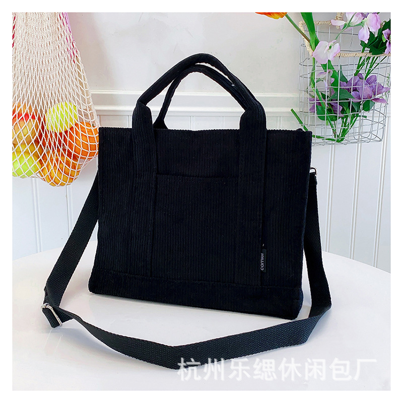 Bag Women's Corduroy New Handbag Dual-Use Crossbody Korean Minimalist Tote Harajuku Class Commuting Bag