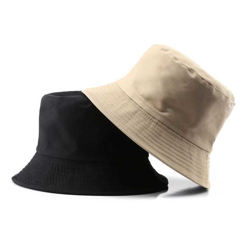 Reversible Cotton Bucket Hat Unisex Double-Sided Fisherman Hats Foldable Portable Shade Visors Summer Sunscreen Beach Panama Cap W250217