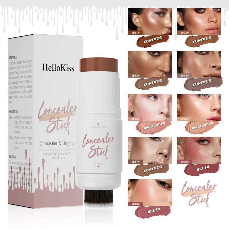 Dual-ended multi-functional contour foundation stick and b highlighter stick can be retouched to add bright and long-lastingW250217