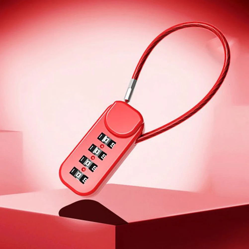 4 Digit Combination Code Number Lock With Spring Coil Wire Rope For Luggage Zipper Bag Backpack Suitcase Drawer Locks 250214