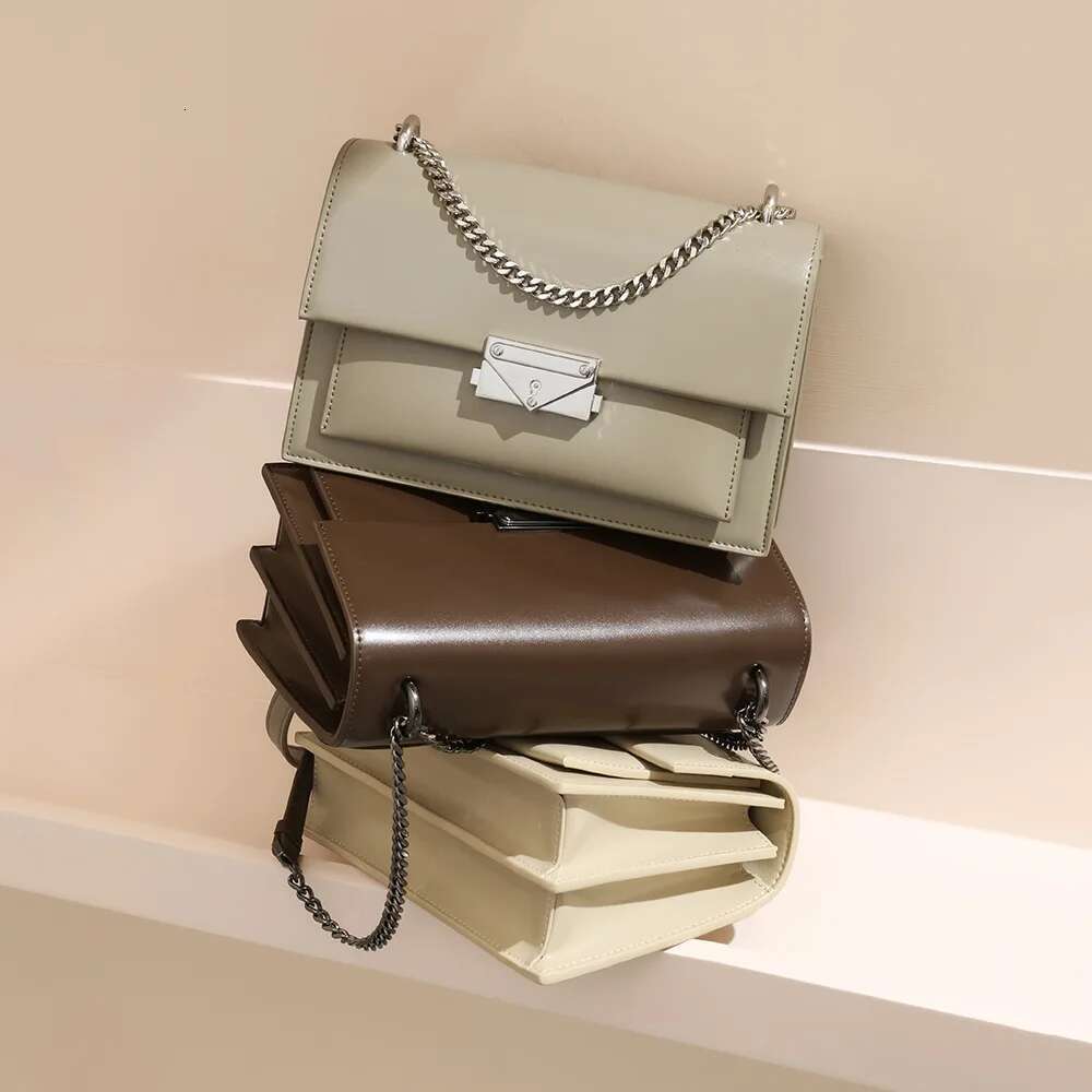 Korean Style Simple And Exquisite Leather Chain Crossbody Small Square For Women's Niche High-End Shoulder Armpit Bags Female