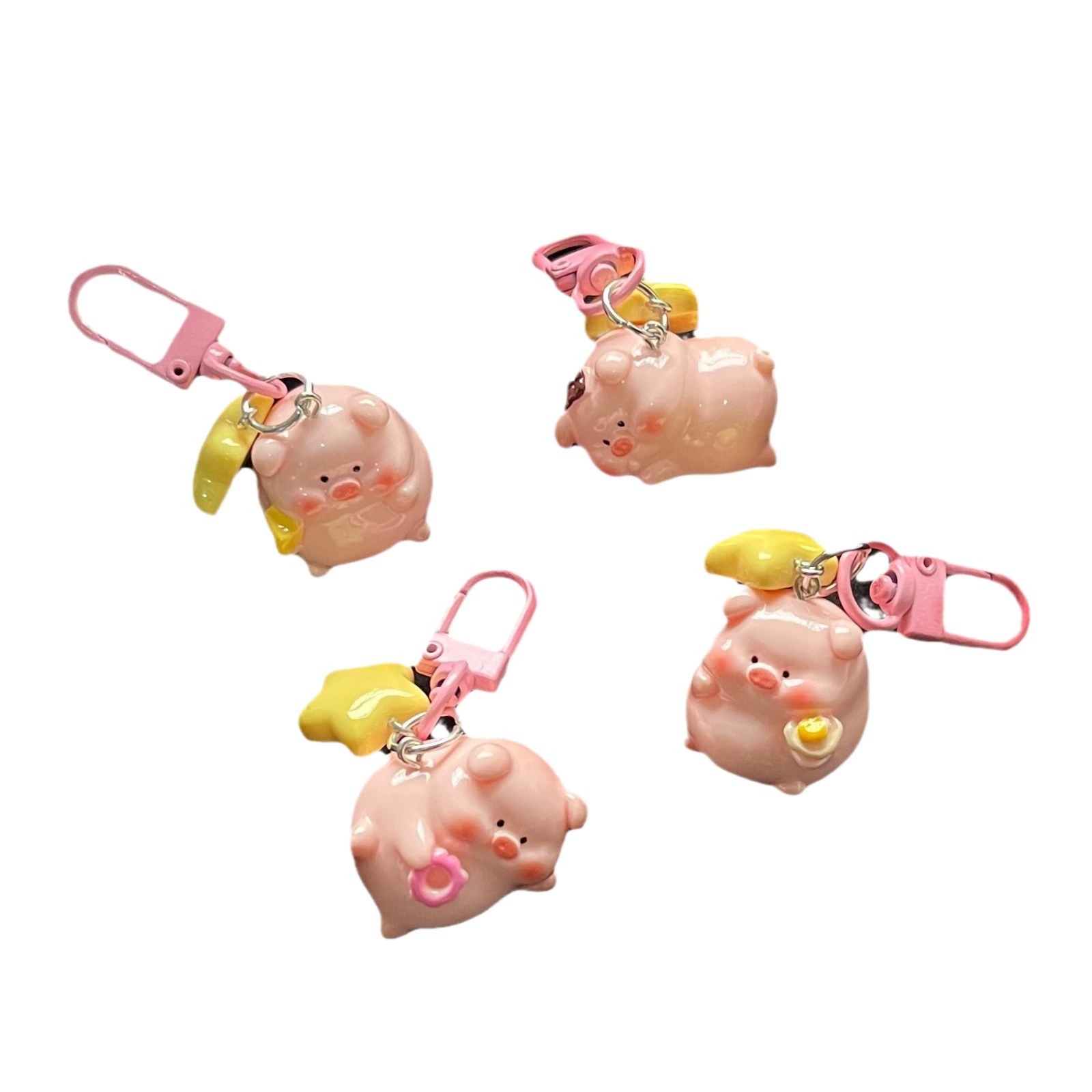 3D Pink Pig Pig Keychain Girl Student Star Buckle Girl Backpack Girlfriend Gift Pendant Cartoon Pendant