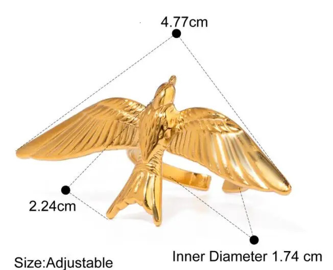 Retro Style Metal Stainless Steel Bird Open Ring Jewelry Wholesale 250213