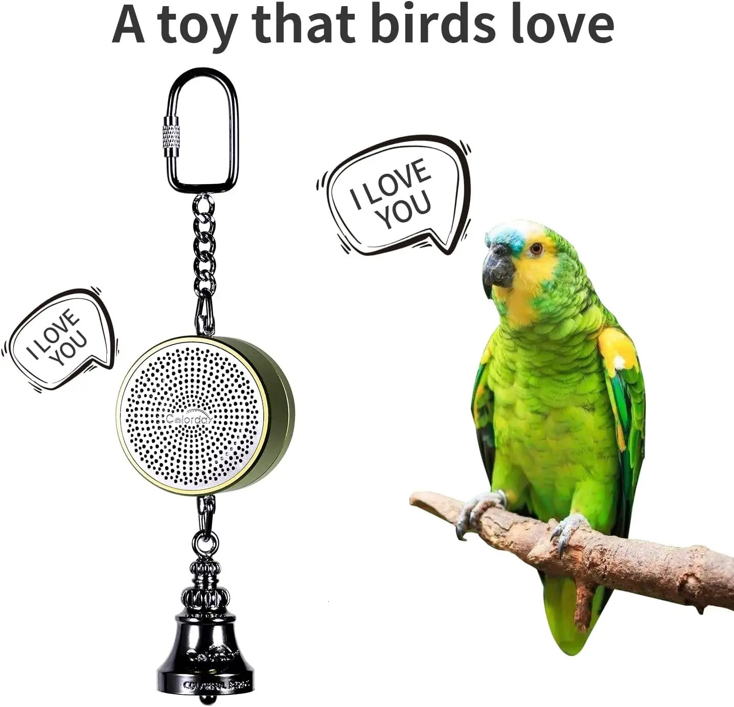 Parrot Toys to Teaching Training Bird Talking Interactive Recording Playback Retell Electronic Voice Chewing Tearing Bell 250206ww