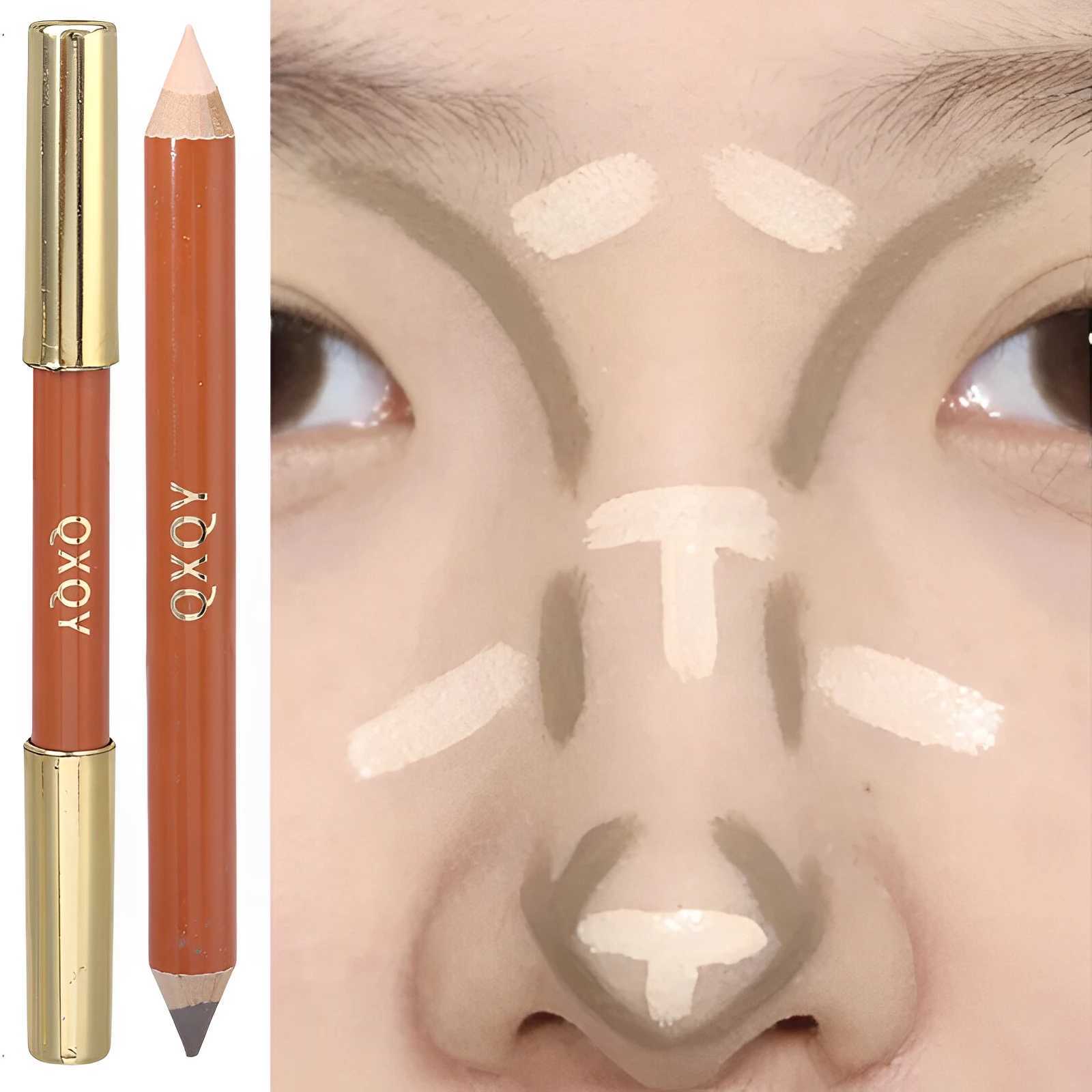 2 in 1 Matte Contouring Highlighter Stick Natural 3D Nose Shadow Brighten Skin Tone Concealer Pencil Smooth Bronzers Makeup PensW250217