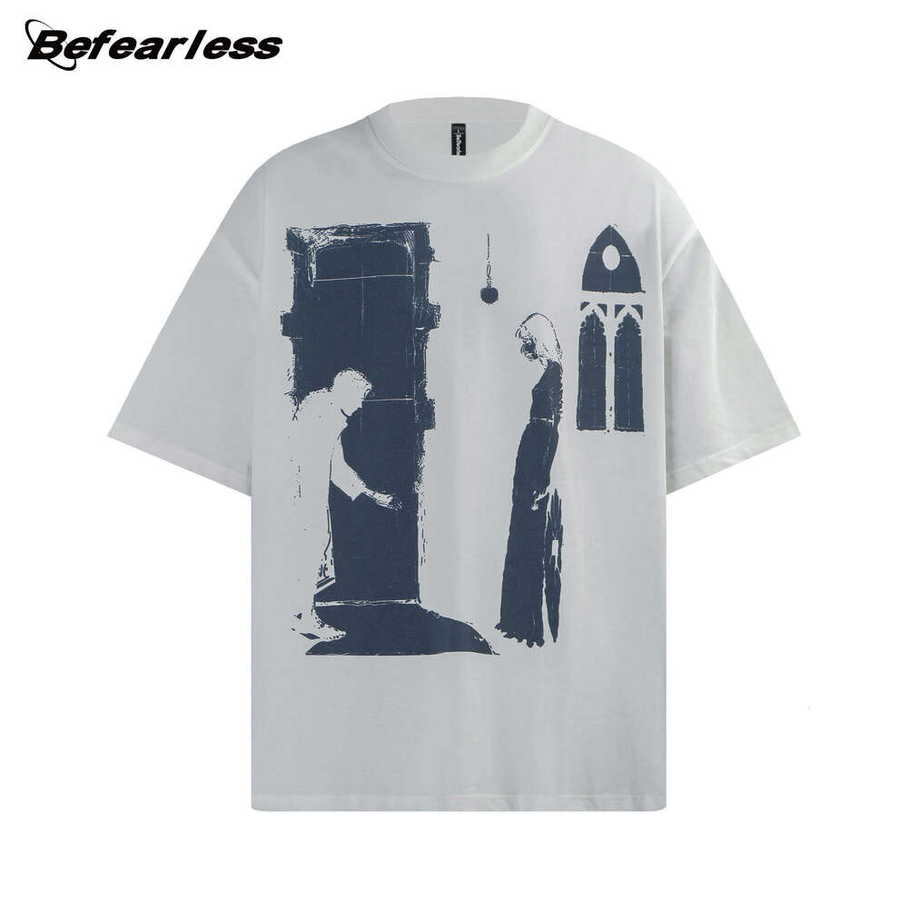 American letter character short T-shirt, summer trend for men women, loose and versatile design, couple half sleeved tee