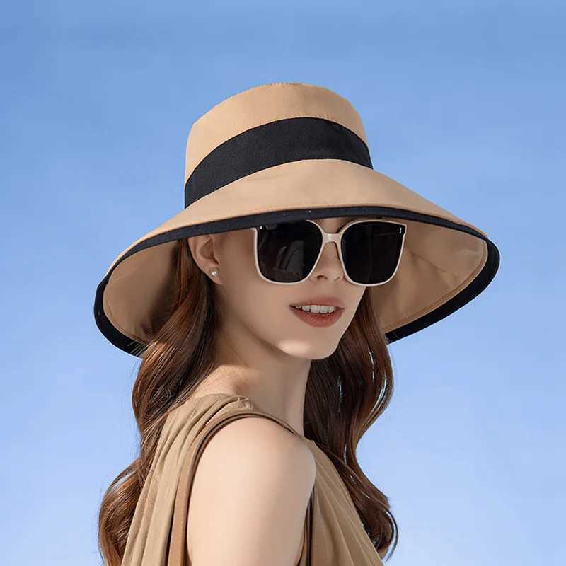 Panama Womens Fisherman Sun Pot Hat Sunscreen Beach Summer Hat Big Brim Fashion Bow Outdoor Cap H41 W250217