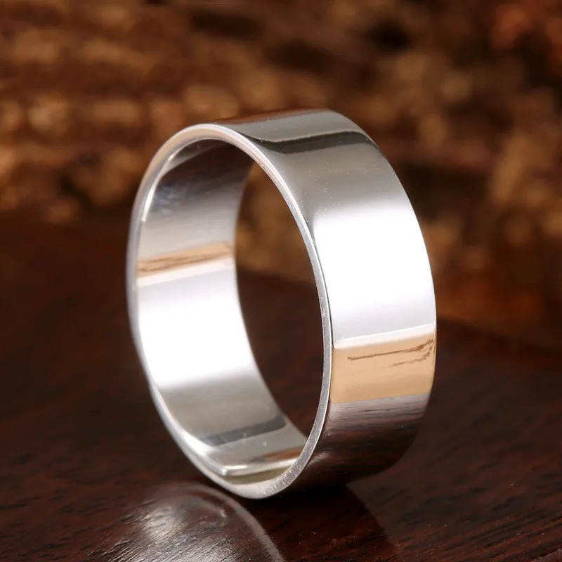 S999 Silver Rings for Women Men Fashion Smooth 4mm 5mm 6mm 8mm Lovers-rings WholesaleArgentum Punk Jewelry Adjustable Size 250213