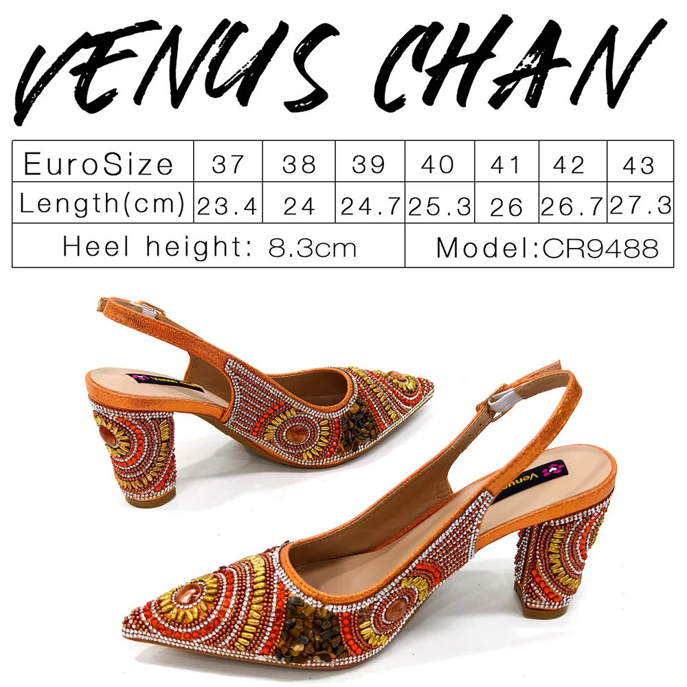 Fashion est Arrival Orange Pointed Toe Women Sandals Shoes Matching Bag Set for Ladies Wedding Party Pump 250214