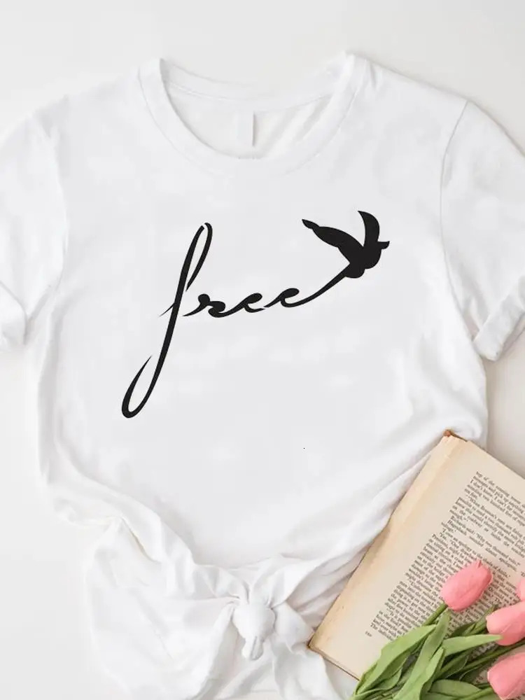 Womens T Female Short Sleeve Tshirts Clothing Tee Top Letter Style Cute Casual Graphic T-shirts Lady Women Fashion Clothes 250217