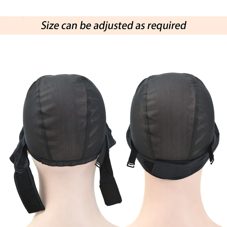 2 Pcs Headband Wig Caps Adjustable Mesh Wig Grip Cap Ice Silk Material for Making Headband Wigs with Adjustable Hook 6pcs Clips 250214