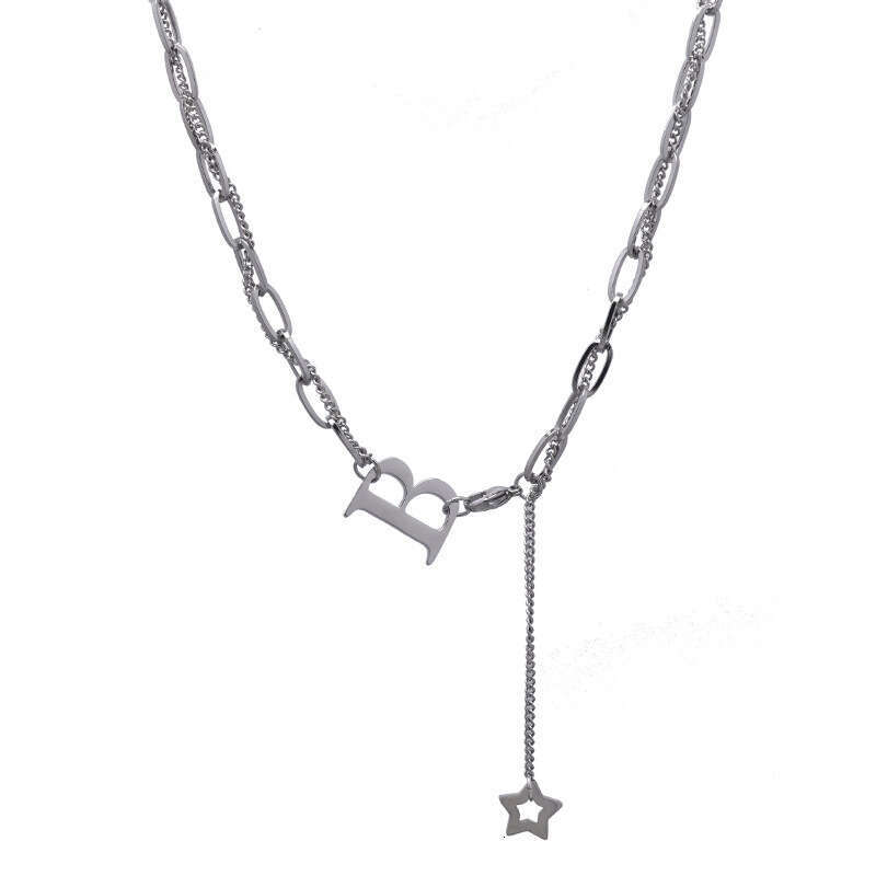 Cold style letter B pendant for men, hip-hop, niche fashion, personality, versatile collarbone chain, men's necklace