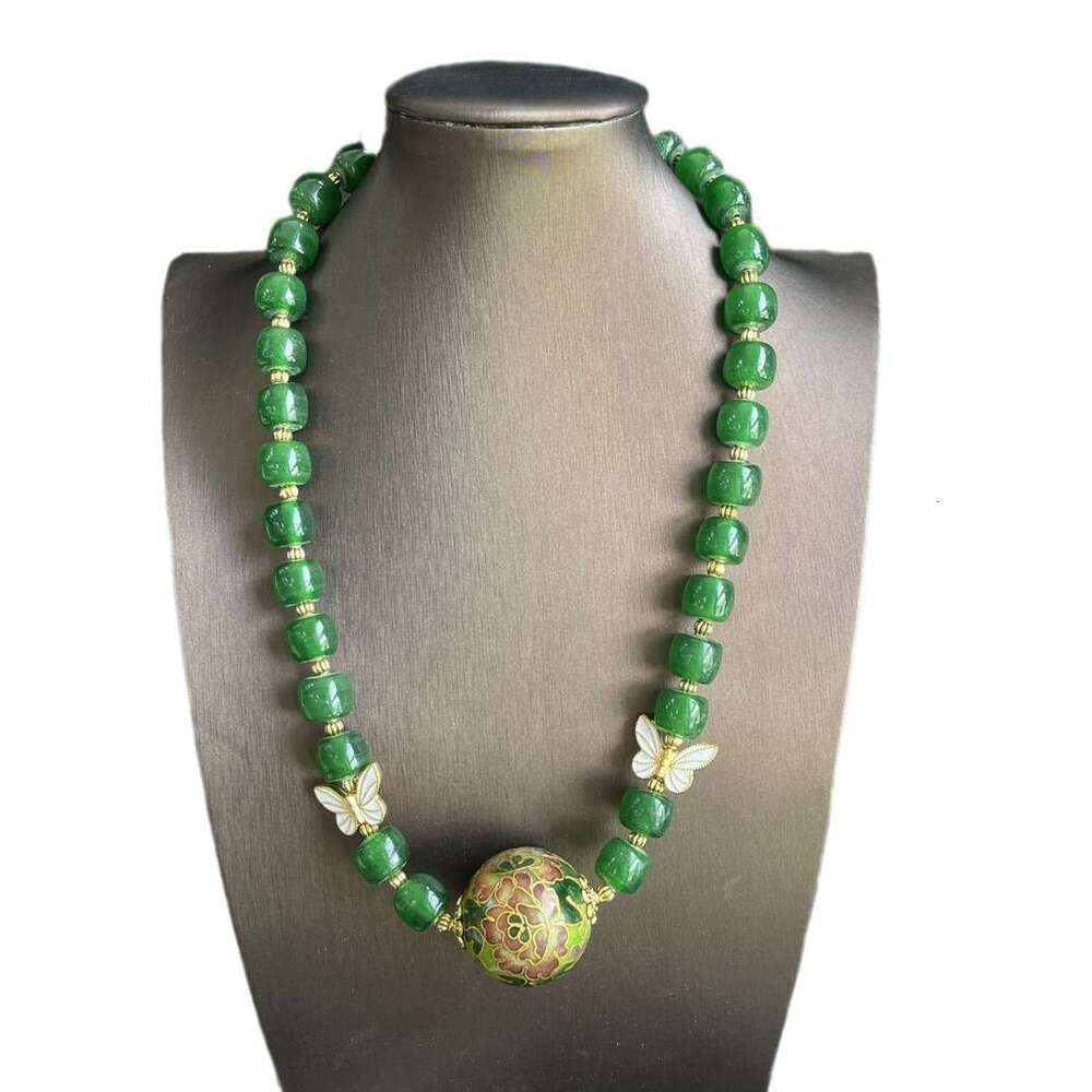 Minan Vintage Glass Enamel Colored Ball Butterfly Cloisonn e Fashion Versatile Necklace