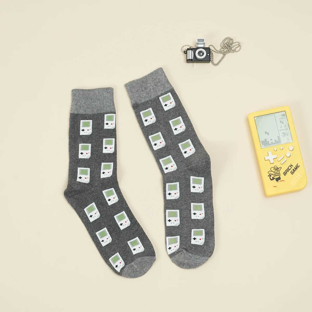Pair Unisex Novelty Creative Game Console Pattern Mid-Calf Socks Suit In All Seasons W250217