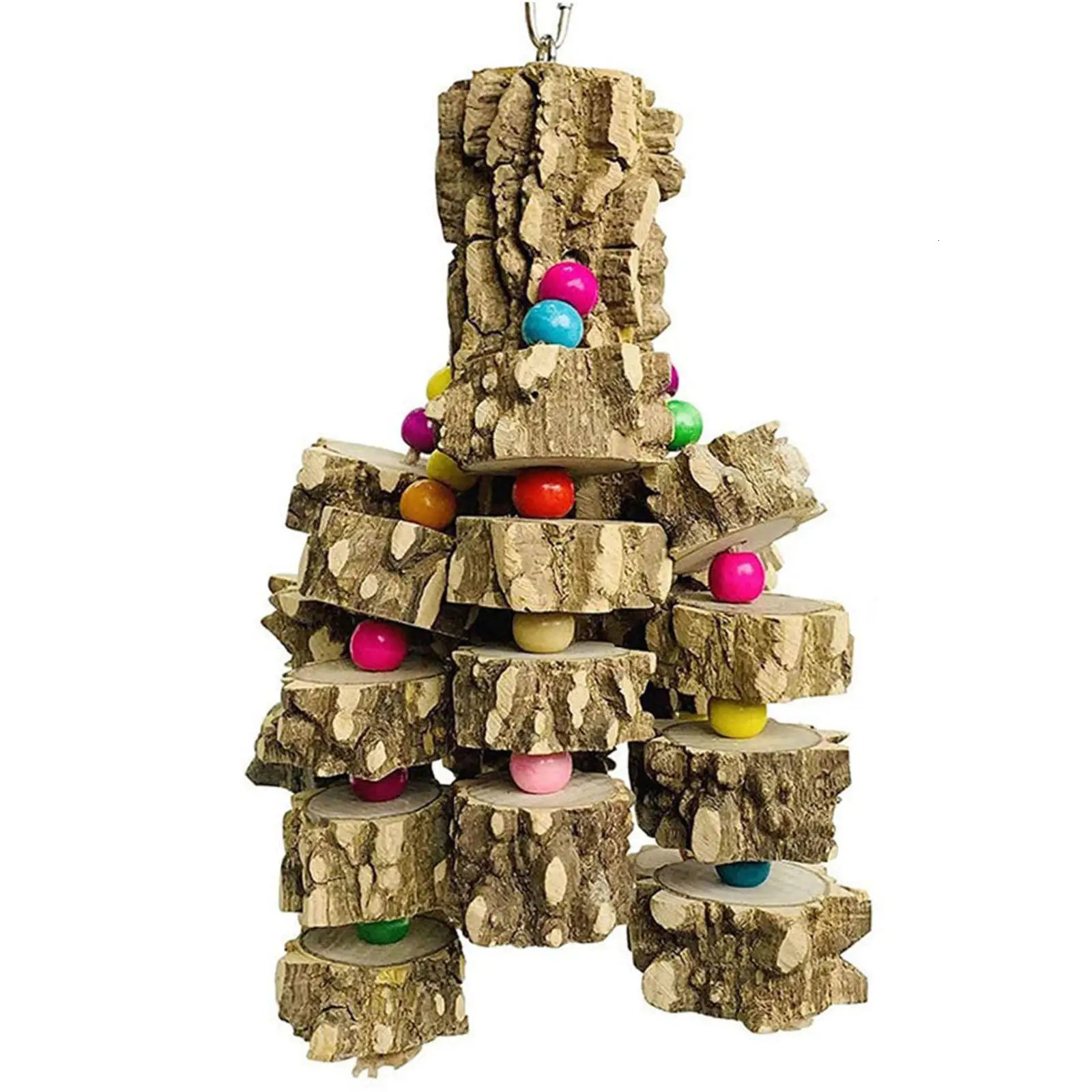 Large Bird Parrot Toy Cage Natural Wooden Blocks Bird Chewing Toy Parrot Cage Bite Toy Macaws Cockatoos Accessoires 250206