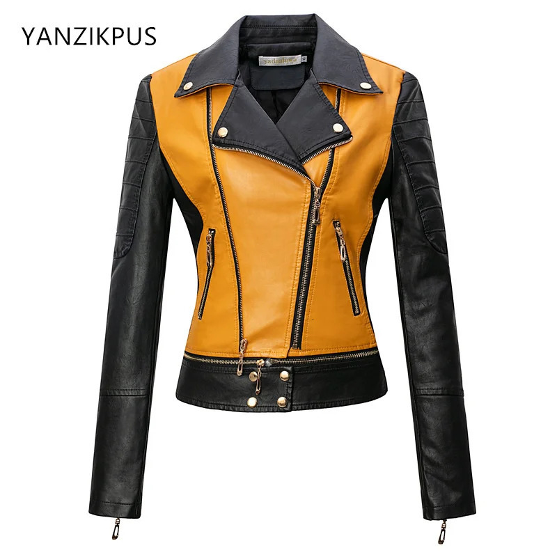 Procure motorcycle Leather Jacket with Zipper for Women Moto Biker Coat black leather biker jacket women Outerwears 250211
