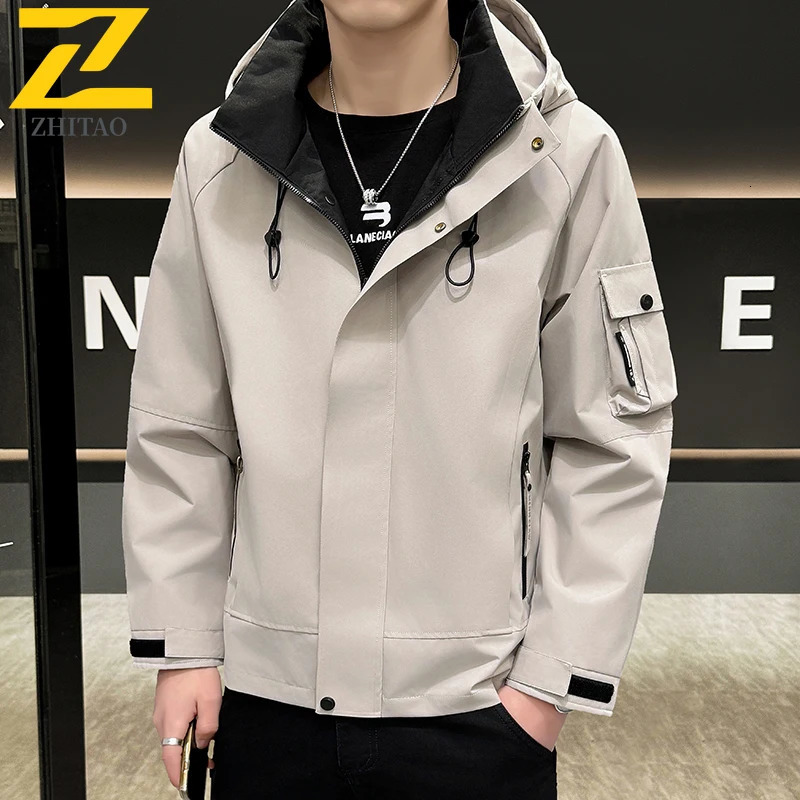 Fashion Mens Casual Windbreaker Jackets Hooded Jacket Man Waterproof Outdoor Soft Shell Autumn Coat Clothing Warm Work Clothes 250210