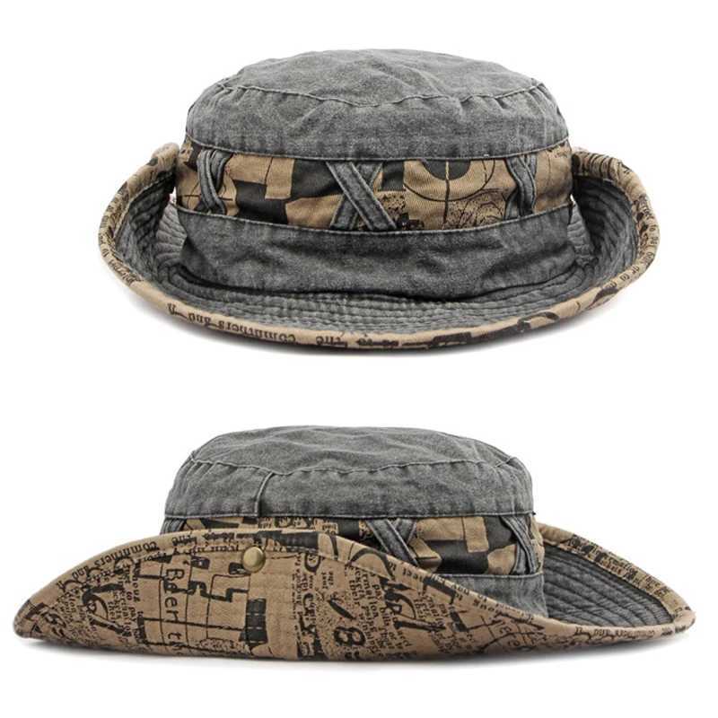 Outdoor Fisherman Hats Men Women Summer Wide Brim Bucket Hat Sunscreen Sun Hat Fishing Hiking Cap Washed Cotton Panama Cap W250217