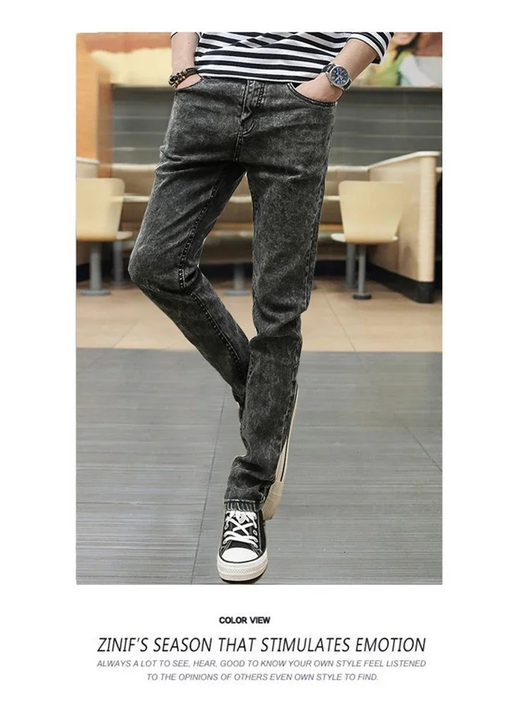Mens Slim Fit Classic Skinny Jeans Casual Street Style Comfortable Male Pencil Denim 250214