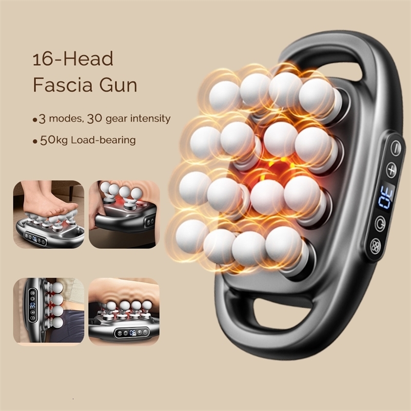 16Head Fascia Gun HighFrequency Vibration Body Massage Back and Waist Massager Neck Shoulder Muscle masajeador y250108