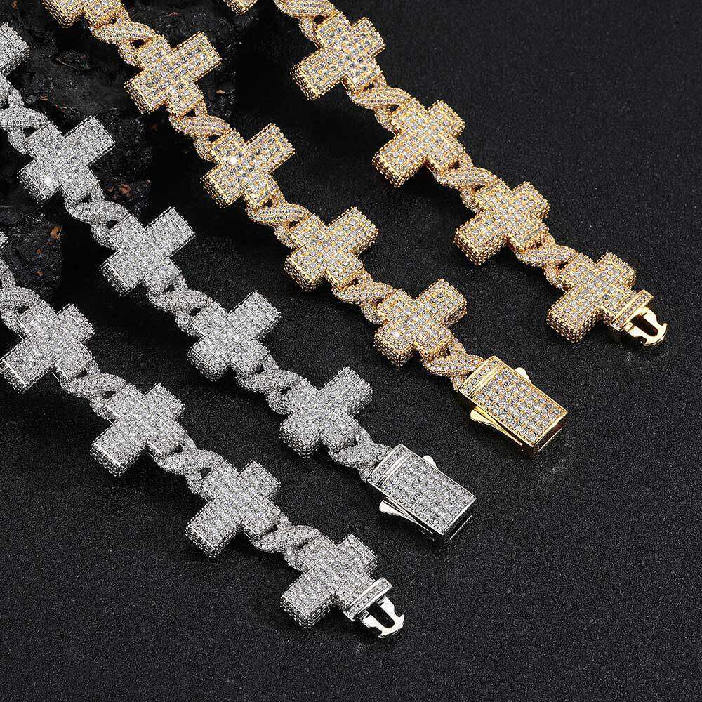 Hip hop collarbone chain zircon cross necklace high-end men's bracelet accessories
