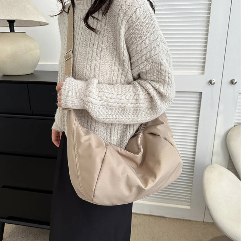 Casual Nylon Hobos Crossbody Bag for Women Shoulder Bag Large Capacity Messenger Bag Lady Travel Shopper Tote Trend Dumpling Bag 250214