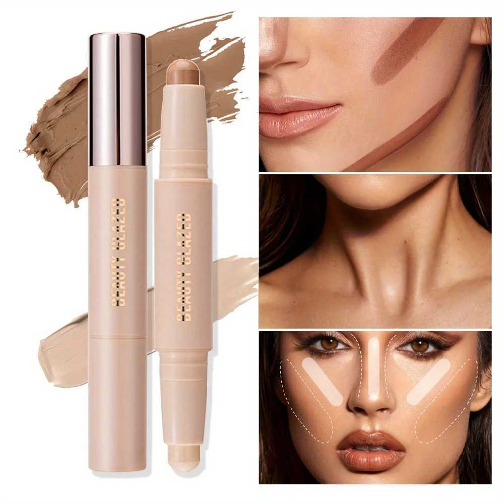 BEAUTY GLAZED Double Head Highlighter and Contour Long-lasting Waterproof Natural Facial Nose Shadow Contour Face stickW250217