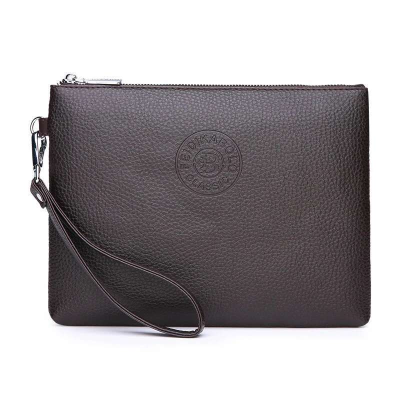 New Business Style Men's Clutch Large Wallet Soft PU Leather Male Wristlet Pack Bag Elegant Leisure Stylish Hand Bags Gift Pouch PU