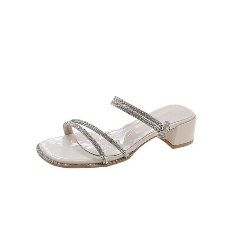 Water Dia Thin Belt Double Wear Butterfly Fairy Skirt Sandals Designer Women's Summer Thick Middle Heel High Heels 2025 New Style