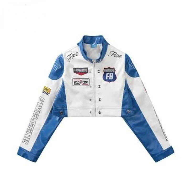 y2K Autumn and Winter American Street Girl Motorcycle Couple Leather Jacket PU ed Baseball Uniform Jack 250213