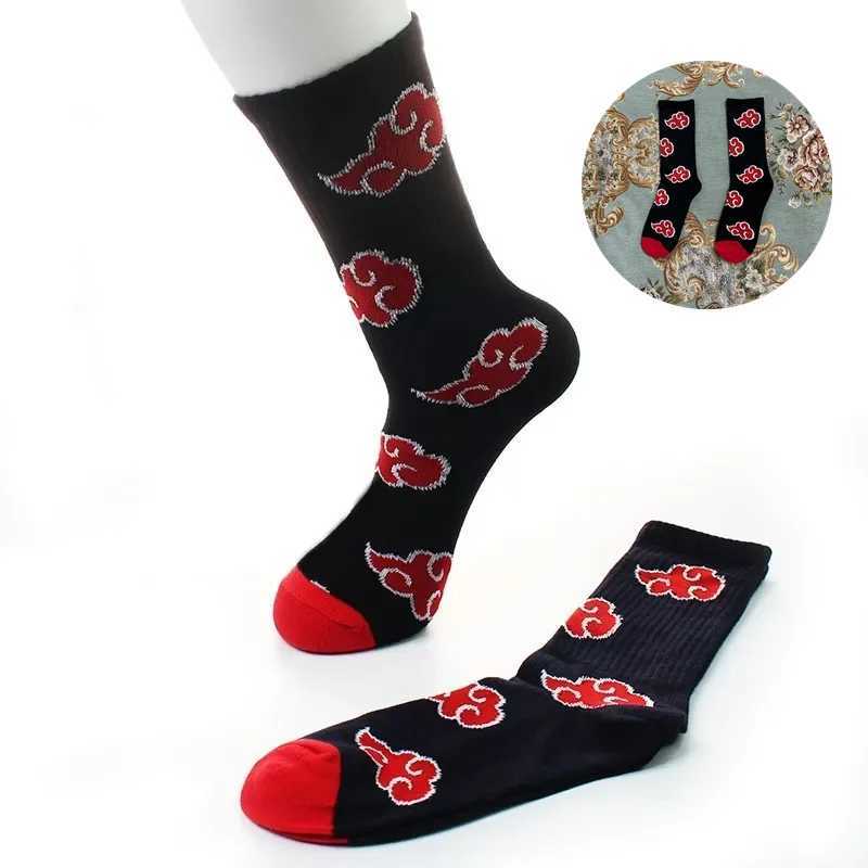 Anime Sockings Red Cloud Akatsuki High Quality Socks Ninja Unisex Adult Cotton Socks Halloween Cosplay Outdoor W250217