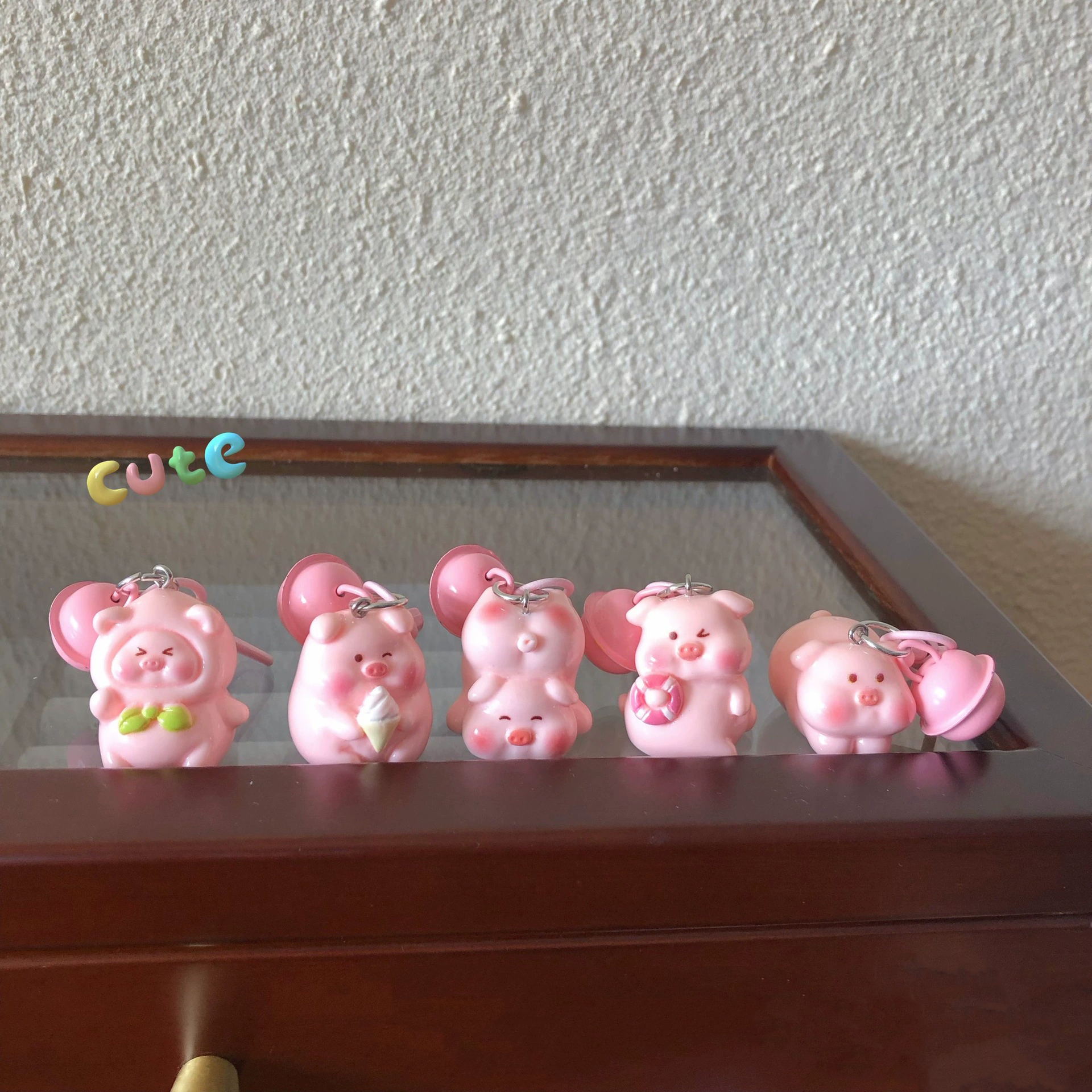 New Cute 3D Little Fat Pig Bell Keychain Girl Student Backpack Pendant Girlfriend Gift Cartoon Pendant