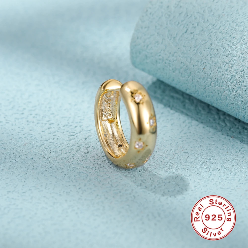 ROXI 925 Sterling Silver 9mm Cshaped Ear Cuff Micro Inlaid Zircon Clip Earrings For Women Men 1 Piece Earcuff Unpierce 250213