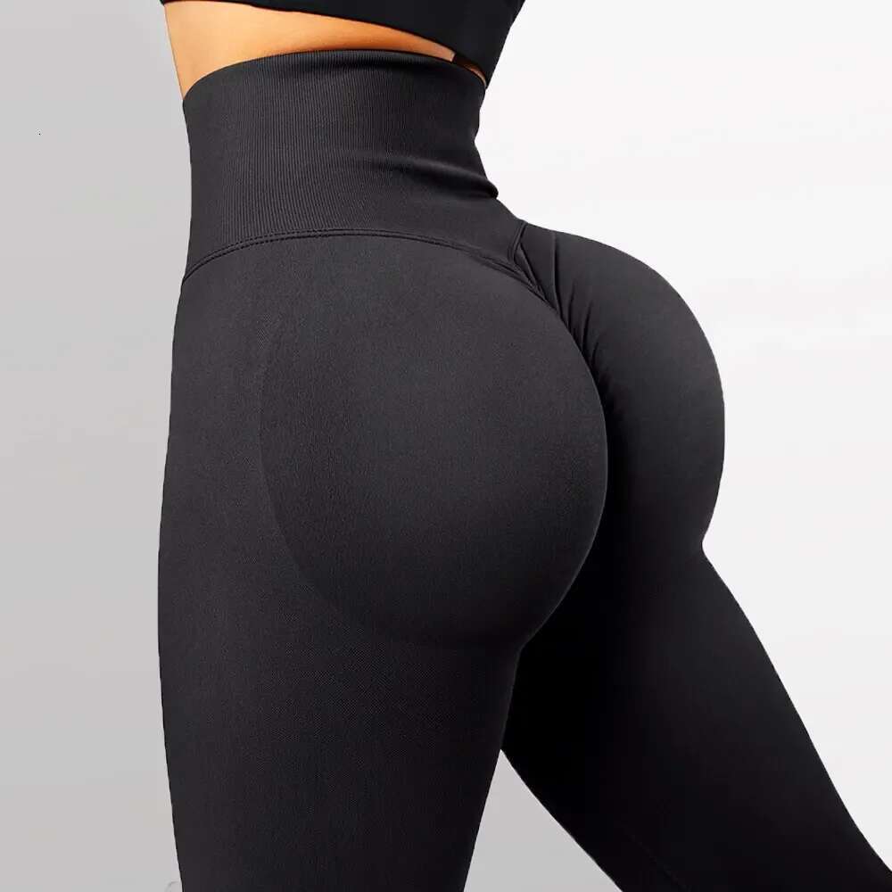 Seamless Knitted Fiess GYM Women's Leggings Hips Tight Peach Buttocks High Waist Nude Yoga Pants