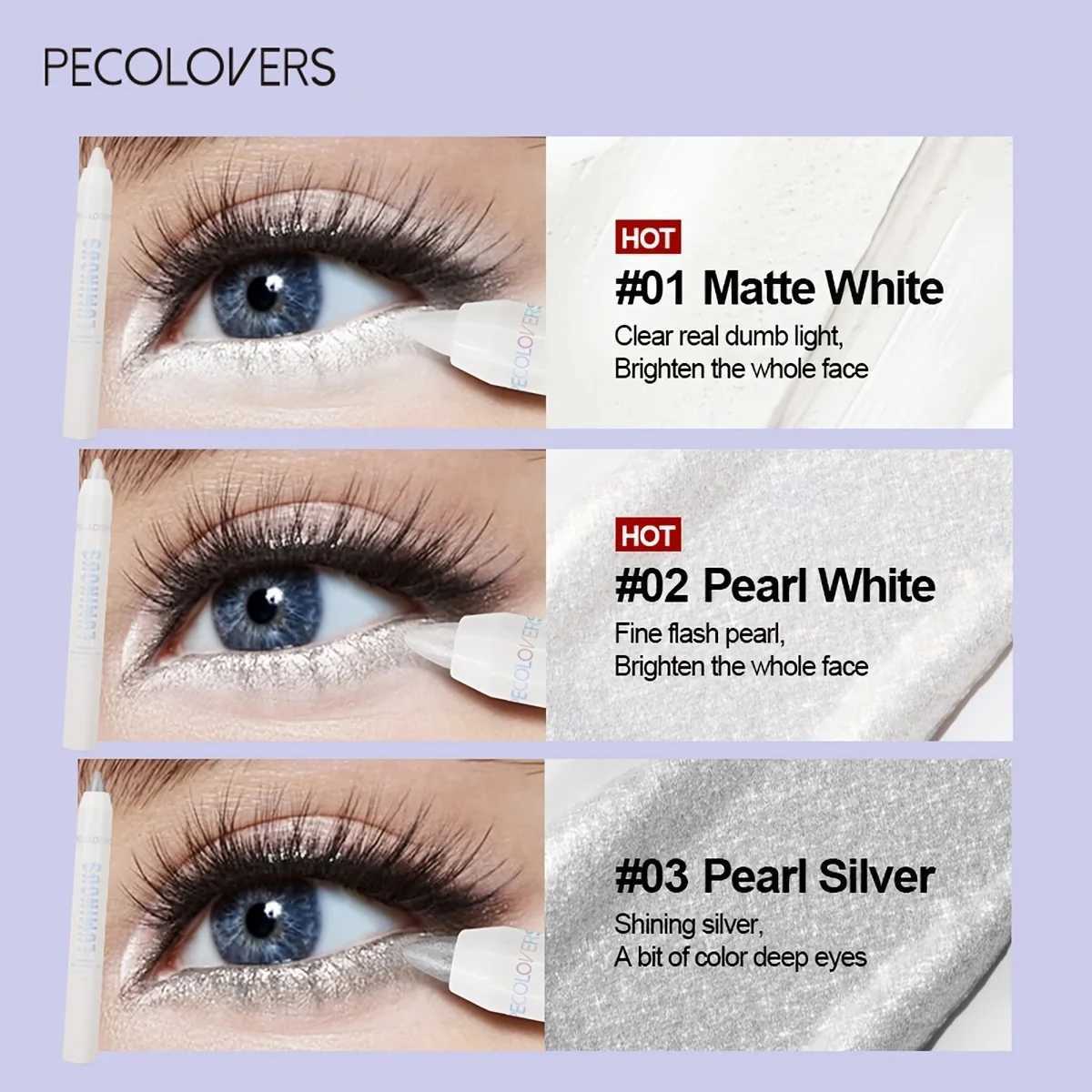 Brightening Highlighter Pen Long Lasting Waterproof Smooth Matte Pearly Glitter White Silvery Eyeliner Eyeshadow StickXJ250217