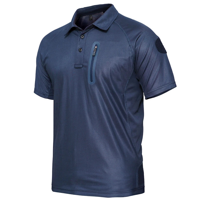 Summer Short Sleeve Tactical Shirt Men Performance Polo Shirts with Zipper Pocket Quick Dry Outdoor Travel Hiking USA Size 250213
