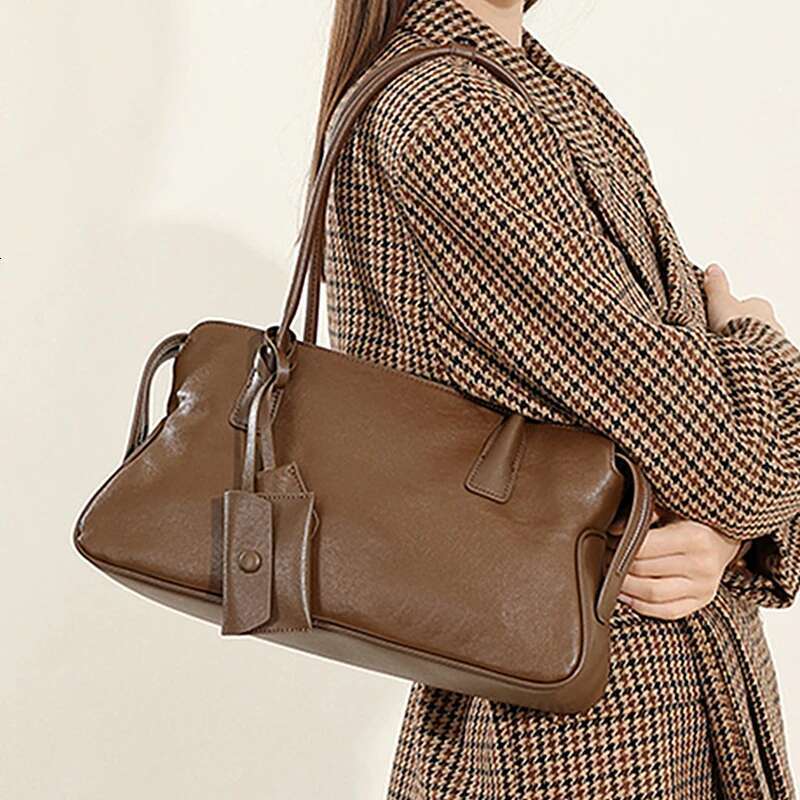 designer Women's Bags Toptrends Cowhide Genuine Leather Underarm Shoulder Bags For Women 2025 Designer Top Handle Pillow Tote Ladies Handbags