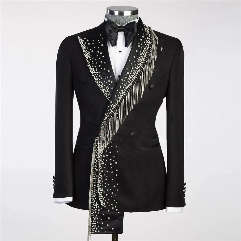 Blazer Suit For Men 2 Piece Outfit Set Suits High Quality Pants Mens Clothing Wedding Tuxedo Jackets er Clothes Black 250214