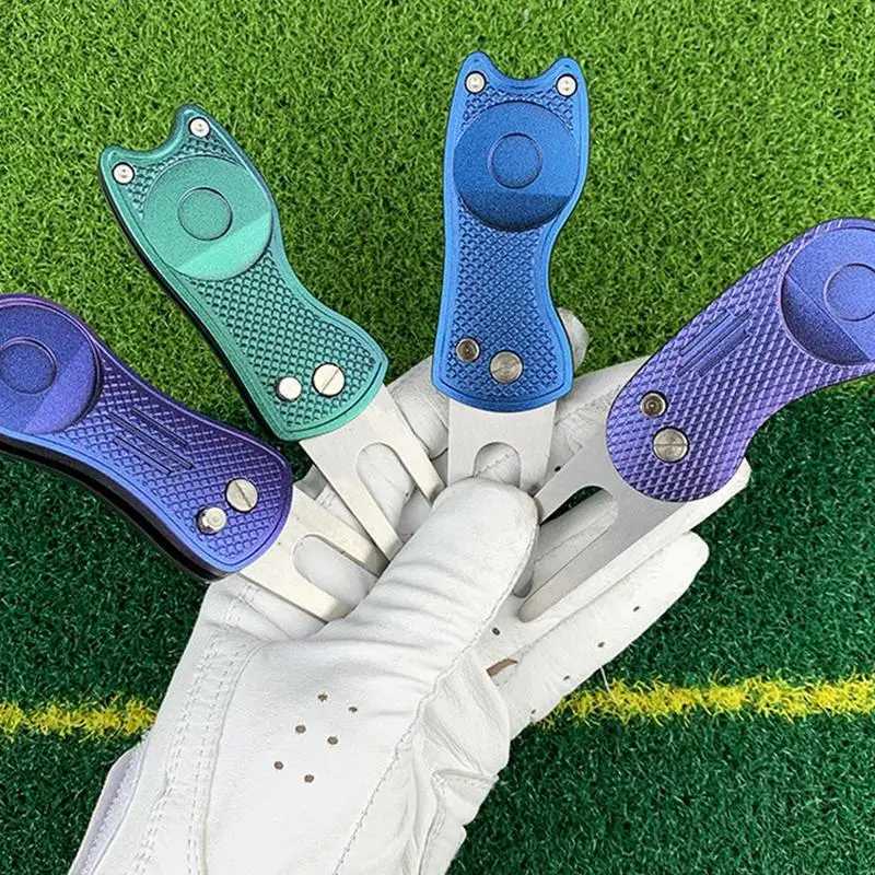 Golf Green Fork Golf Course Fork Divot Repair Tool Placing Green Fork Golf Accessories Golf Mark Locator with Hat ClipW250215