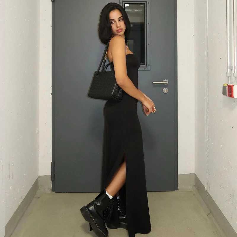 Basic Casual Dresses Lygens Elegant Solid Slim Strapless Slit Elegant WomneS Dresses Evening Party Club Wholesale Winter Sexy Y2K Casual Clothing H252
