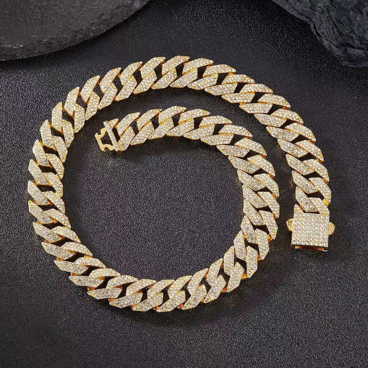 Iced Out Chains Hip Hop Jewelry Dia Men Gold Necklace Sier Fully VVS Moissanite Baguette Cuban k Chain 20mm